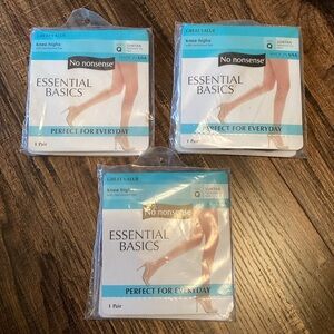 Vintage Old‎ Stock No Nonsense Knee High Stockings Suntan Reinforced Toe Queen